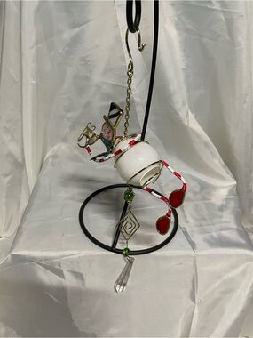 Glass and Metal Hanging Ornament with Red Accents